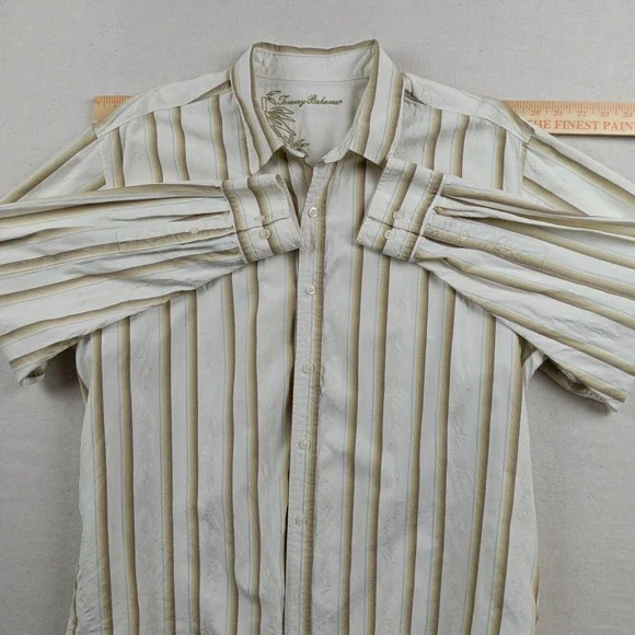 Tommy Bahama Mens Silk Blend Striped Long Sleeve Dress Shirt FLAW - Size XL - Picture 9 of 16